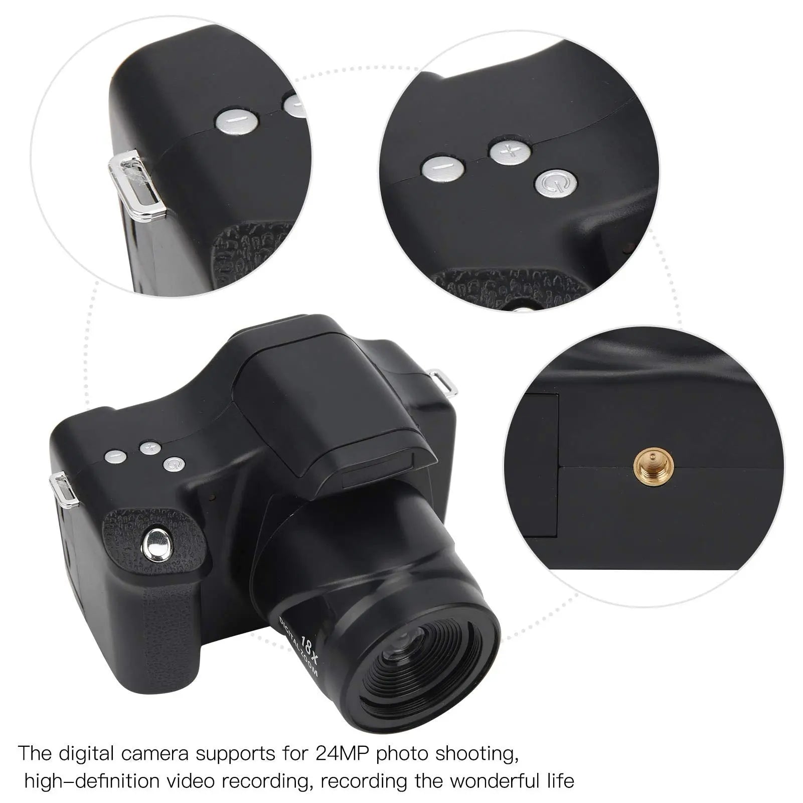 Digital Camera, Digital SLR Camera 3.0 in LCD Screen 18X Zoom HD SLR Camera Focal Length Portable Digital Camera for Photography (Standard Type 79cm) Stacia's Lens & Light